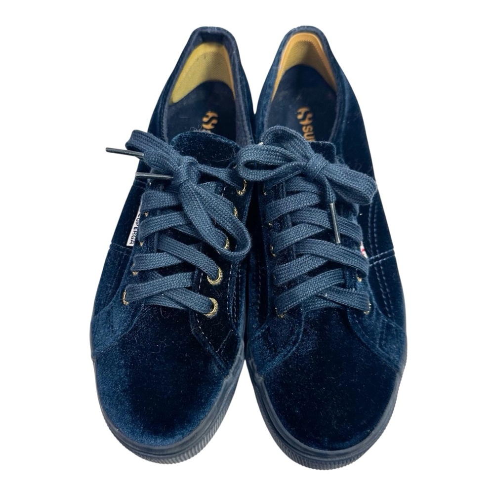 Superga navy velvet platform sneakers size 38